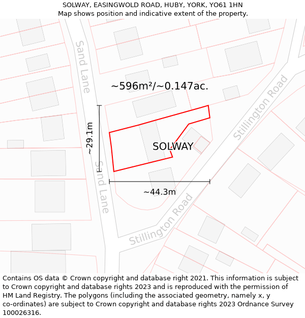 SOLWAY, EASINGWOLD ROAD, HUBY, YORK, YO61 1HN: Plot and title map