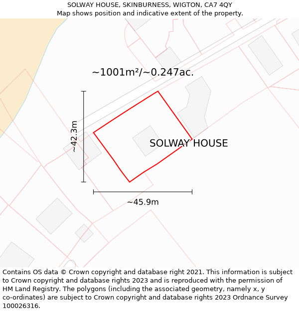 SOLWAY HOUSE, SKINBURNESS, WIGTON, CA7 4QY: Plot and title map