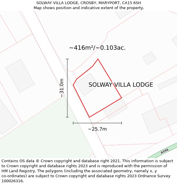 SOLWAY VILLA LODGE, CROSBY, MARYPORT, CA15 6SH: Plot and title map