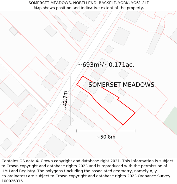 SOMERSET MEADOWS, NORTH END, RASKELF, YORK, YO61 3LF: Plot and title map