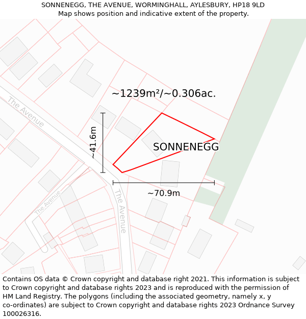 SONNENEGG, THE AVENUE, WORMINGHALL, AYLESBURY, HP18 9LD: Plot and title map