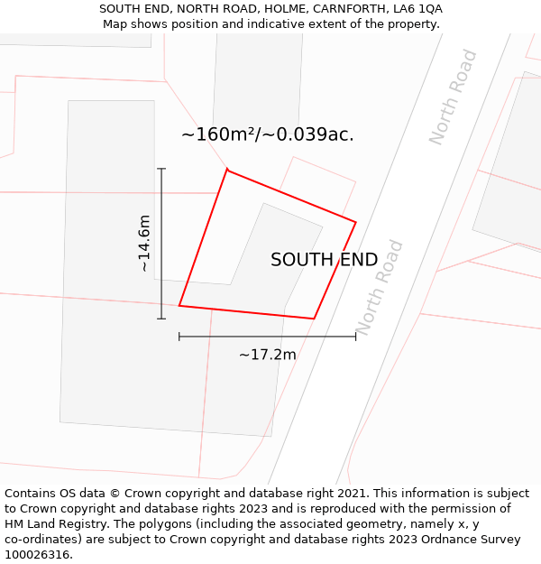 SOUTH END, NORTH ROAD, HOLME, CARNFORTH, LA6 1QA: Plot and title map