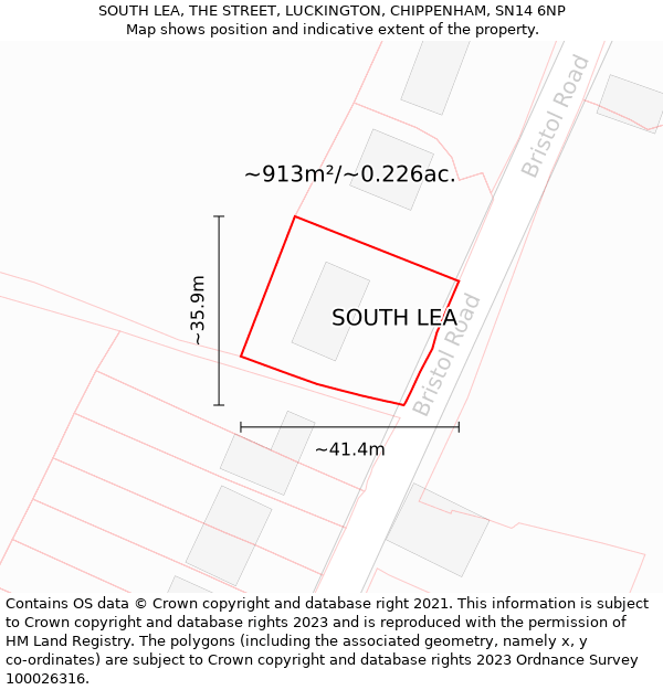 SOUTH LEA, THE STREET, LUCKINGTON, CHIPPENHAM, SN14 6NP: Plot and title map