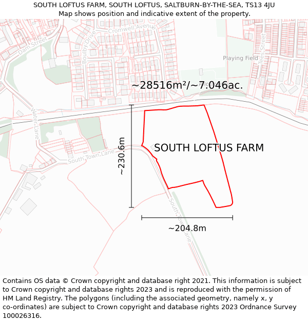 SOUTH LOFTUS FARM, SOUTH LOFTUS, SALTBURN-BY-THE-SEA, TS13 4JU: Plot and title map