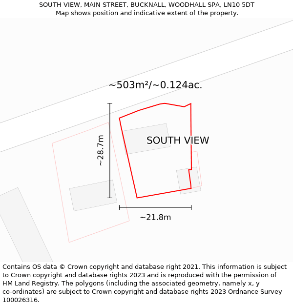 SOUTH VIEW, MAIN STREET, BUCKNALL, WOODHALL SPA, LN10 5DT: Plot and title map