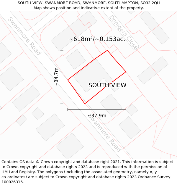 SOUTH VIEW, SWANMORE ROAD, SWANMORE, SOUTHAMPTON, SO32 2QH: Plot and title map