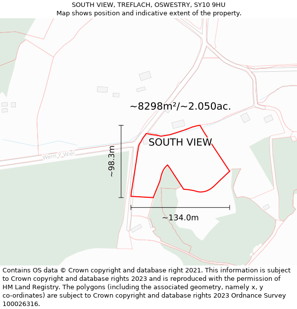 SOUTH VIEW, TREFLACH, OSWESTRY, SY10 9HU: Plot and title map