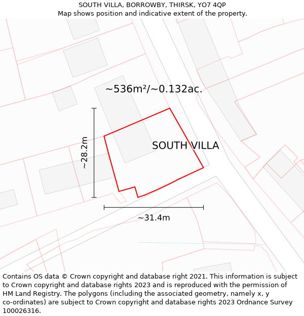 SOUTH VILLA, BORROWBY, THIRSK, YO7 4QP: Plot and title map