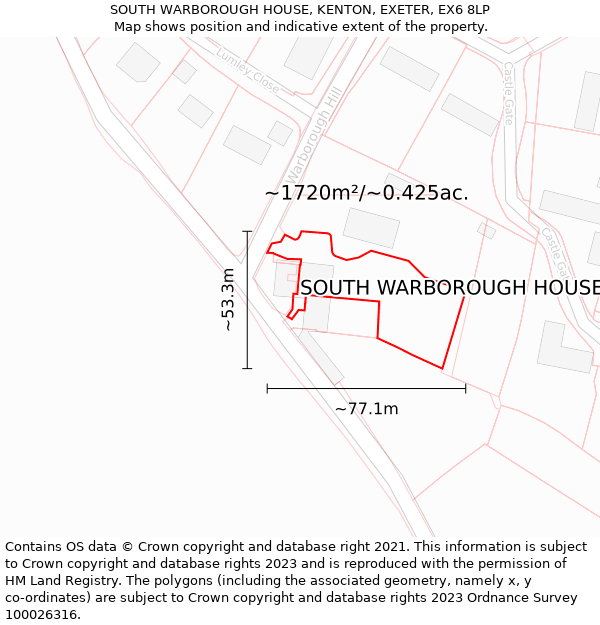 SOUTH WARBOROUGH HOUSE, KENTON, EXETER, EX6 8LP: Plot and title map