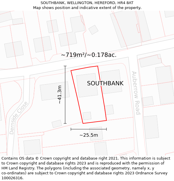 SOUTHBANK, WELLINGTON, HEREFORD, HR4 8AT: Plot and title map