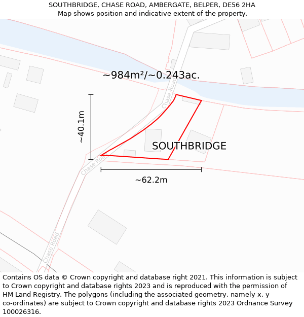 SOUTHBRIDGE, CHASE ROAD, AMBERGATE, BELPER, DE56 2HA: Plot and title map