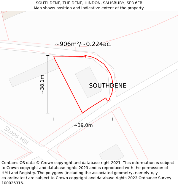 SOUTHDENE, THE DENE, HINDON, SALISBURY, SP3 6EB: Plot and title map