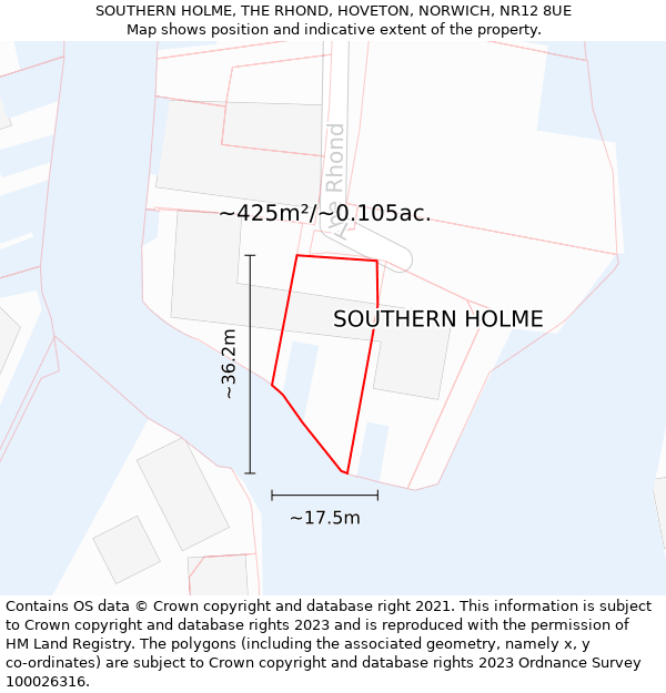 SOUTHERN HOLME, THE RHOND, HOVETON, NORWICH, NR12 8UE: Plot and title map