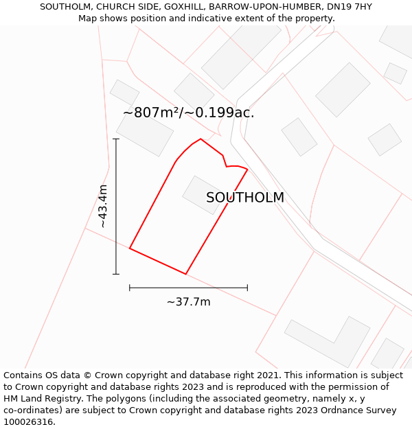 SOUTHOLM, CHURCH SIDE, GOXHILL, BARROW-UPON-HUMBER, DN19 7HY: Plot and title map