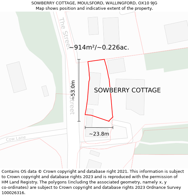 SOWBERRY COTTAGE, MOULSFORD, WALLINGFORD, OX10 9JG: Plot and title map