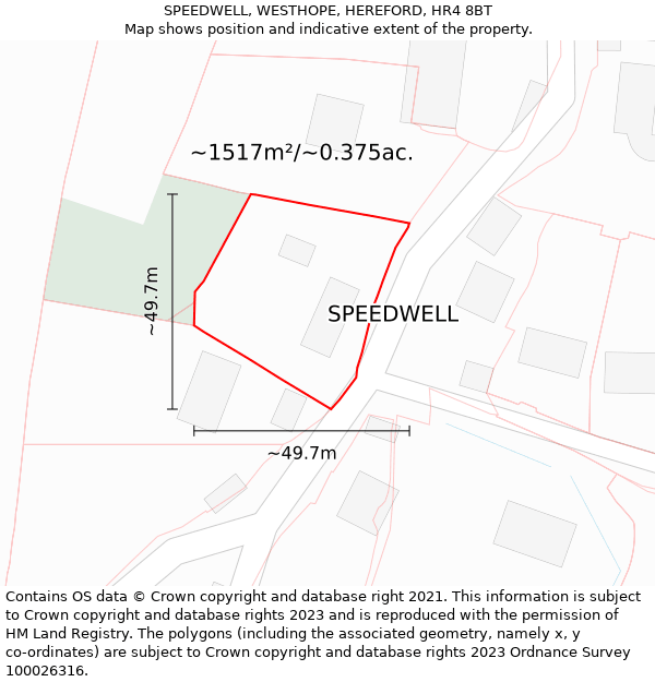 SPEEDWELL, WESTHOPE, HEREFORD, HR4 8BT: Plot and title map