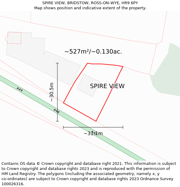 SPIRE VIEW, BRIDSTOW, ROSS-ON-WYE, HR9 6PY: Plot and title map