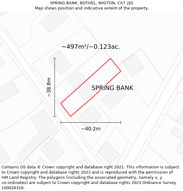 SPRING BANK, BOTHEL, WIGTON, CA7 2JG: Plot and title map