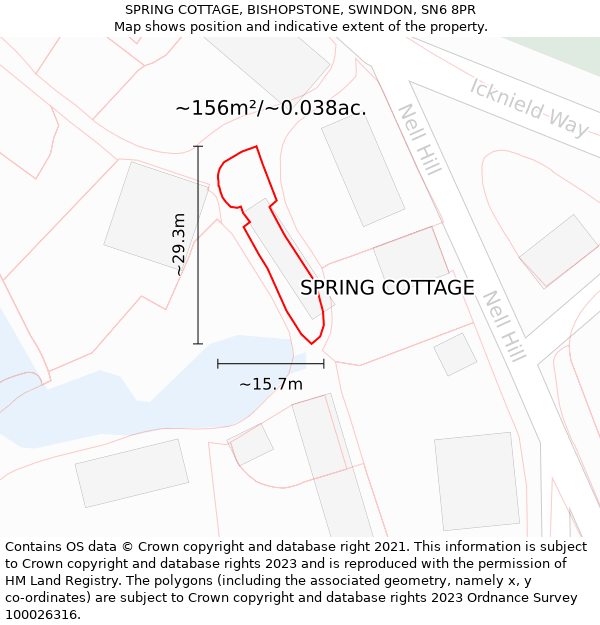SPRING COTTAGE, BISHOPSTONE, SWINDON, SN6 8PR: Plot and title map
