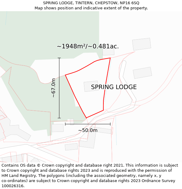 SPRING LODGE, TINTERN, CHEPSTOW, NP16 6SQ: Plot and title map