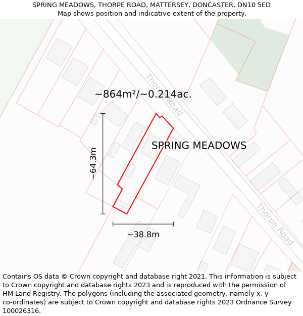 SPRING MEADOWS, THORPE ROAD, MATTERSEY, DONCASTER, DN10 5ED: Plot and title map