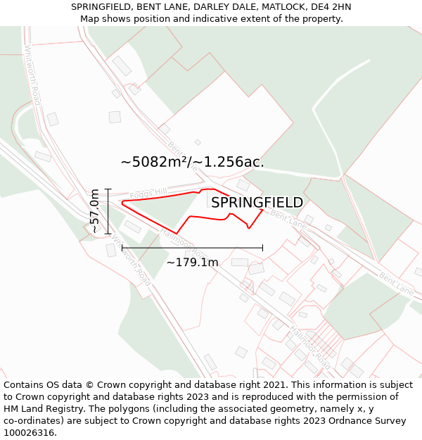 SPRINGFIELD, BENT LANE, DARLEY DALE, MATLOCK, DE4 2HN: Plot and title map