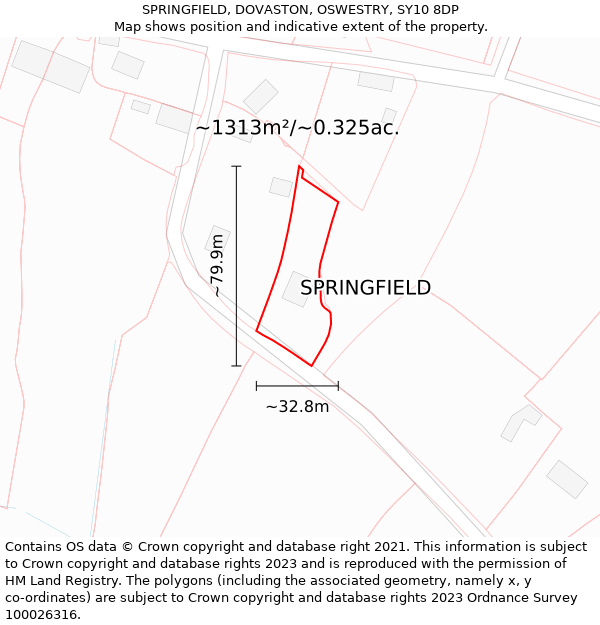 SPRINGFIELD, DOVASTON, OSWESTRY, SY10 8DP: Plot and title map