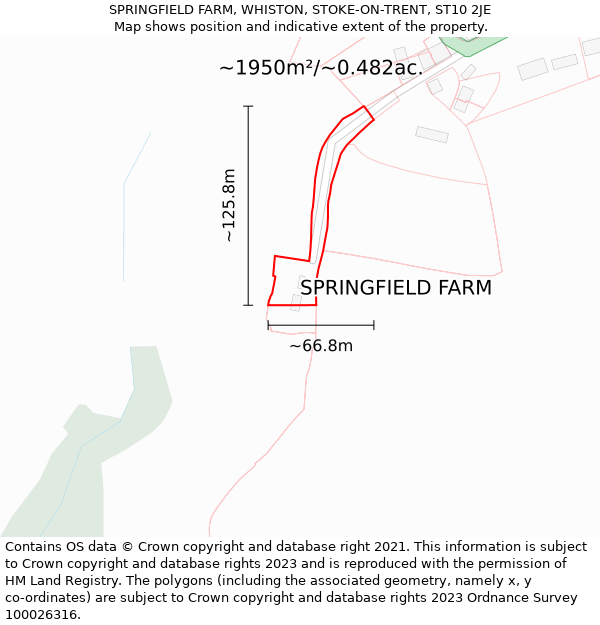 SPRINGFIELD FARM, WHISTON, STOKE-ON-TRENT, ST10 2JE: Plot and title map