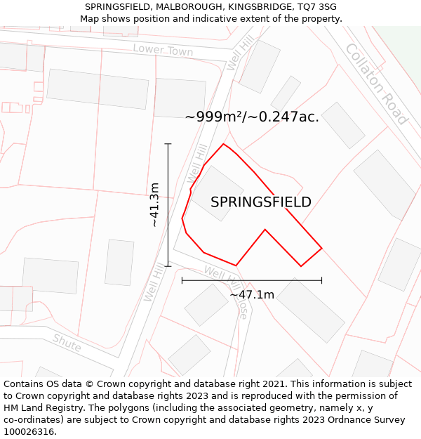 SPRINGSFIELD, MALBOROUGH, KINGSBRIDGE, TQ7 3SG: Plot and title map