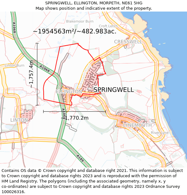 SPRINGWELL, ELLINGTON, MORPETH, NE61 5HG: Plot and title map