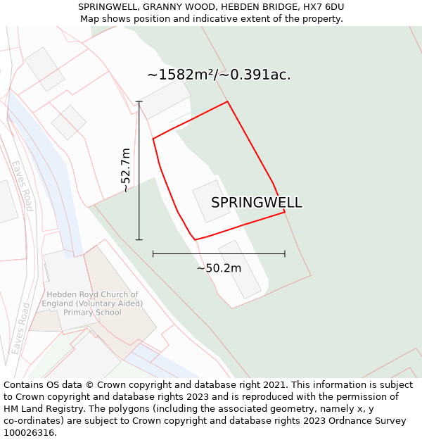 SPRINGWELL, GRANNY WOOD, HEBDEN BRIDGE, HX7 6DU: Plot and title map