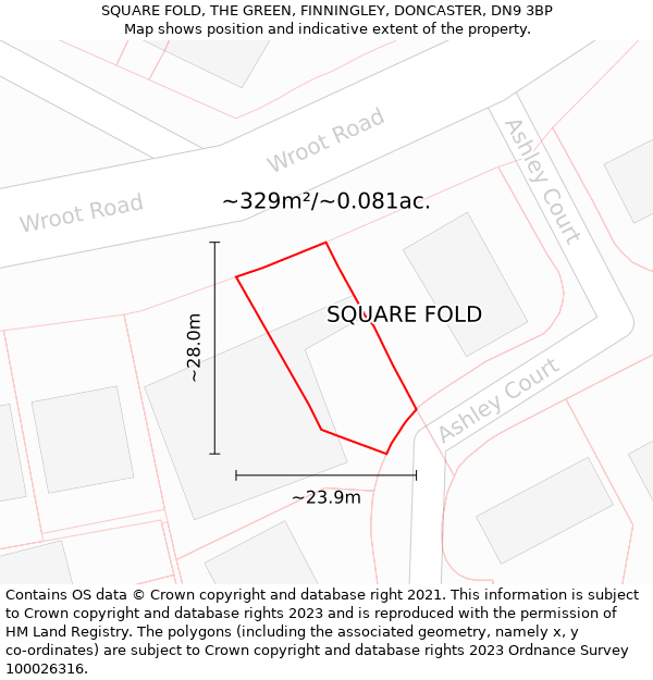 SQUARE FOLD, THE GREEN, FINNINGLEY, DONCASTER, DN9 3BP: Plot and title map