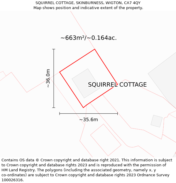 SQUIRREL COTTAGE, SKINBURNESS, WIGTON, CA7 4QY: Plot and title map