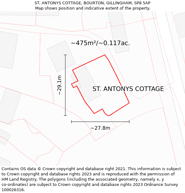 ST. ANTONYS COTTAGE, BOURTON, GILLINGHAM, SP8 5AP: Plot and title map