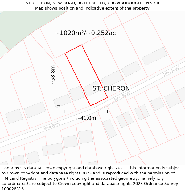 ST. CHERON, NEW ROAD, ROTHERFIELD, CROWBOROUGH, TN6 3JR: Plot and title map