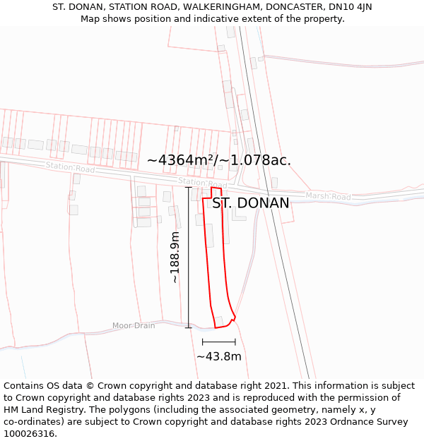 ST. DONAN, STATION ROAD, WALKERINGHAM, DONCASTER, DN10 4JN: Plot and title map