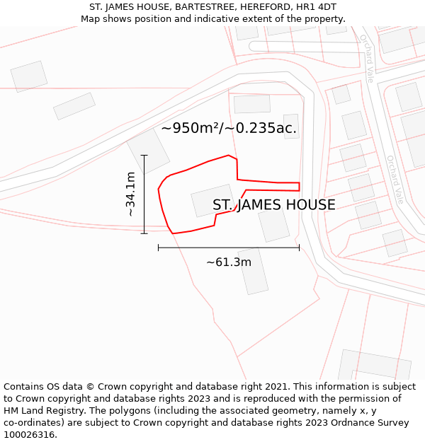 ST. JAMES HOUSE, BARTESTREE, HEREFORD, HR1 4DT: Plot and title map