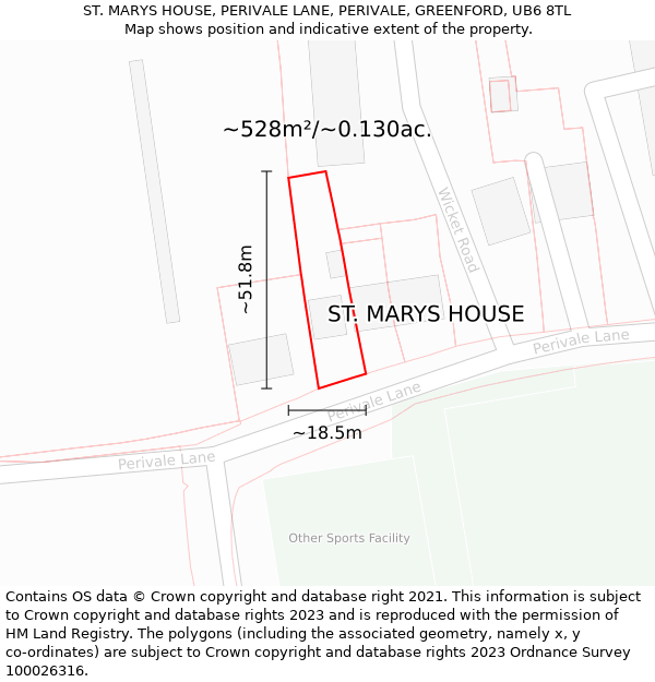 ST. MARYS HOUSE, PERIVALE LANE, PERIVALE, GREENFORD, UB6 8TL: Plot and title map