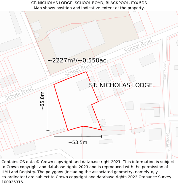 ST. NICHOLAS LODGE, SCHOOL ROAD, BLACKPOOL, FY4 5DS: Plot and title map