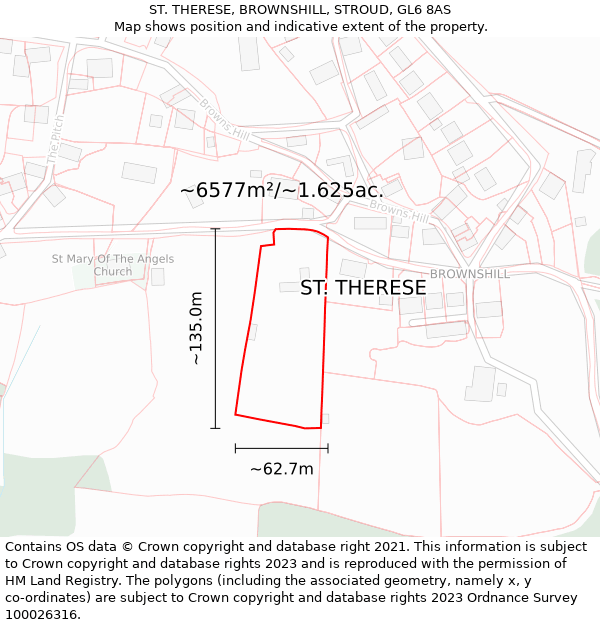 ST. THERESE, BROWNSHILL, STROUD, GL6 8AS: Plot and title map