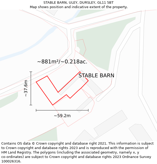 STABLE BARN, ULEY, DURSLEY, GL11 5BT: Plot and title map