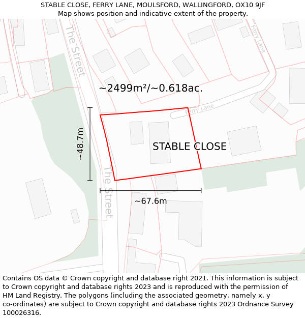 STABLE CLOSE, FERRY LANE, MOULSFORD, WALLINGFORD, OX10 9JF: Plot and title map