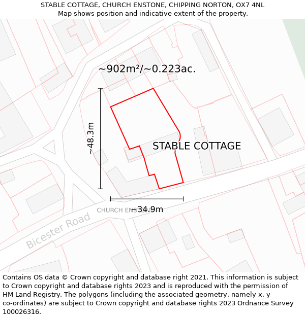 STABLE COTTAGE, CHURCH ENSTONE, CHIPPING NORTON, OX7 4NL: Plot and title map