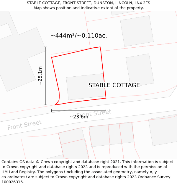 STABLE COTTAGE, FRONT STREET, DUNSTON, LINCOLN, LN4 2ES: Plot and title map