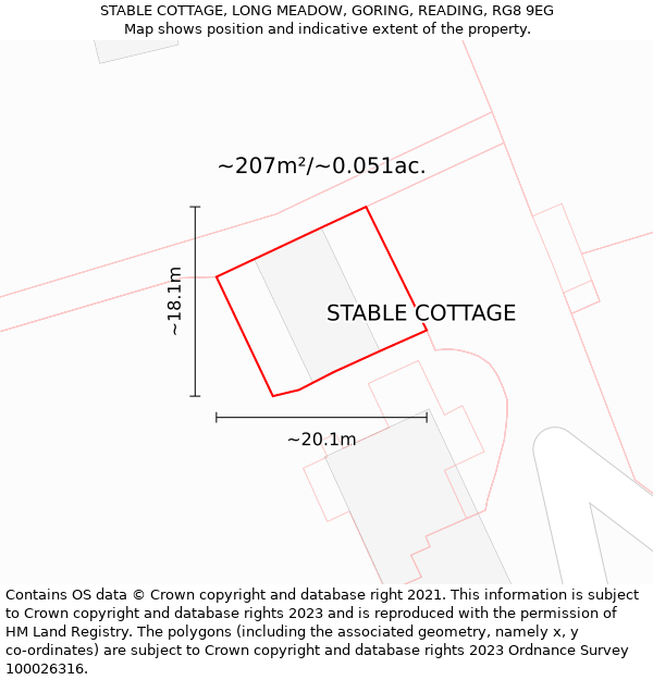 STABLE COTTAGE, LONG MEADOW, GORING, READING, RG8 9EG: Plot and title map