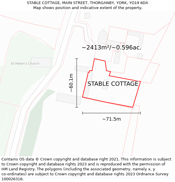 STABLE COTTAGE, MAIN STREET, THORGANBY, YORK, YO19 6DA: Plot and title map
