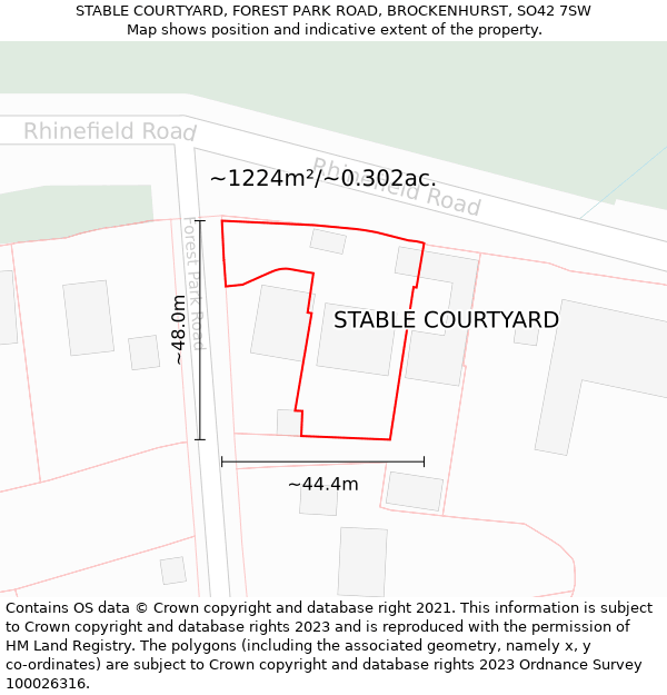 STABLE COURTYARD, FOREST PARK ROAD, BROCKENHURST, SO42 7SW: Plot and title map