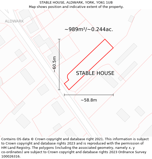 STABLE HOUSE, ALDWARK, YORK, YO61 1UB: Plot and title map