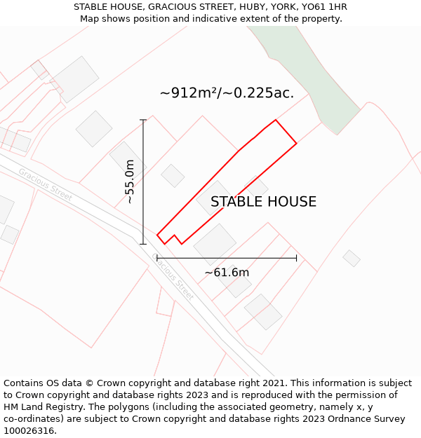 STABLE HOUSE, GRACIOUS STREET, HUBY, YORK, YO61 1HR: Plot and title map