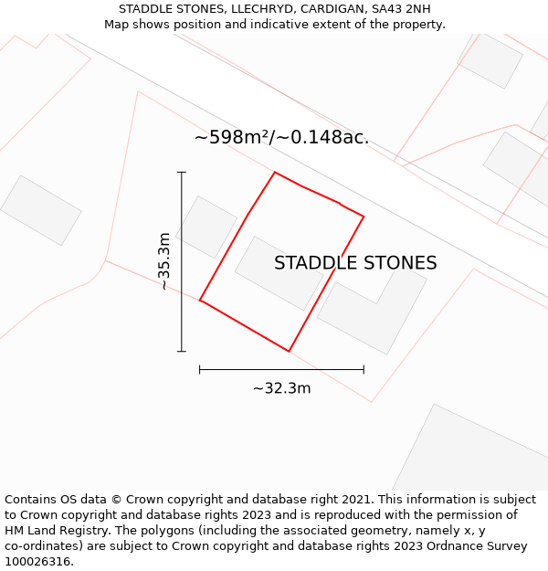 STADDLE STONES, LLECHRYD, CARDIGAN, SA43 2NH: Plot and title map